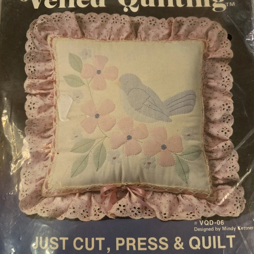 Vintage 1984 Flying Fingers Veiled Quilting Pillow Kits Set of 2 NIP Cottagecore